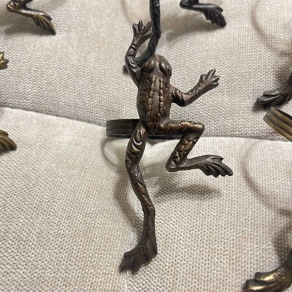 Vintage Metal Kanchan For Mango Lot Of 6 Metal Tree Frog Napkin Rings